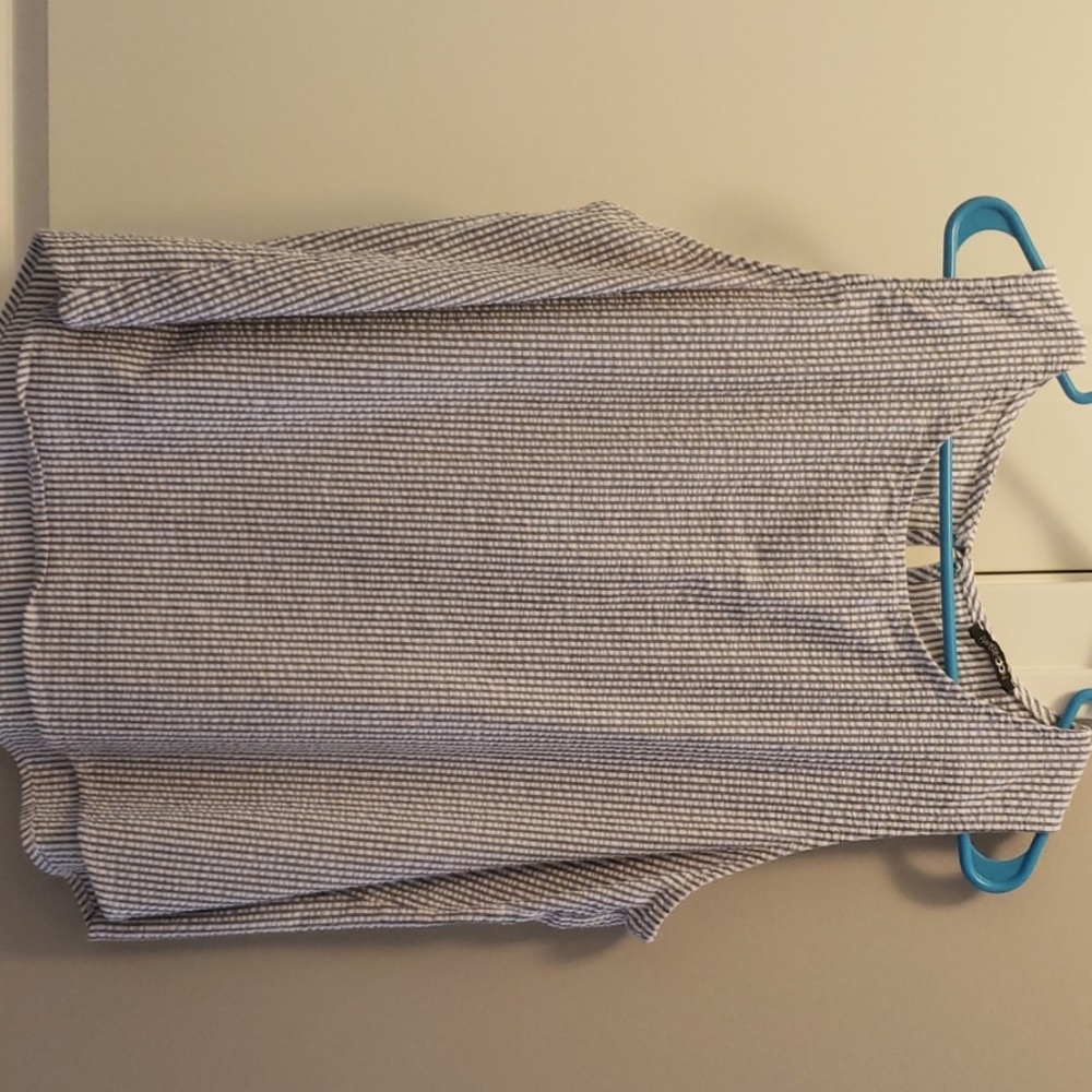 Grey and White Striped Tank Top